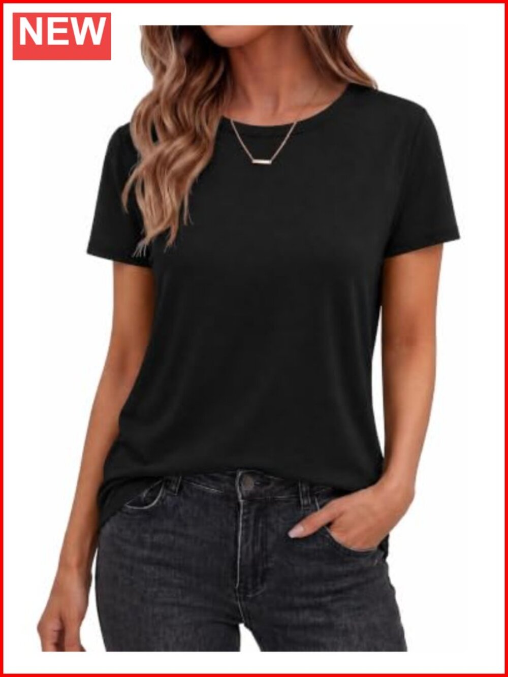 Womens Short Sleeve Crew Neck T-Shirt Loose Fit Casual Basic Tee